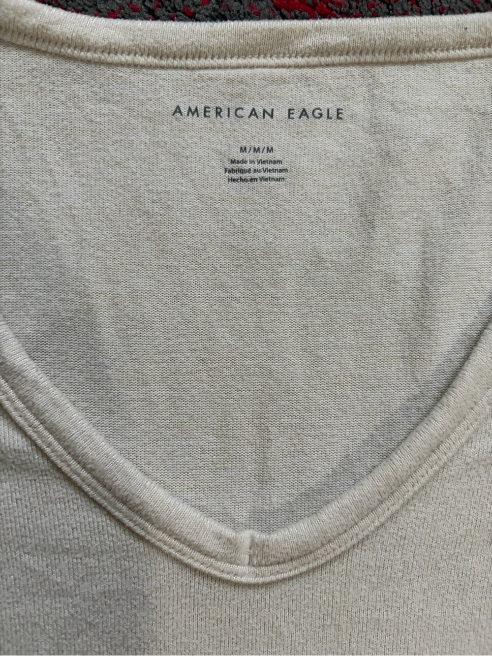 American Eagle Outfitters Women's Cream V-Neck Long Sleeve Top